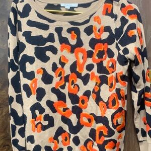 Chico's Bold Leopard Print Sweater - Black and Orange